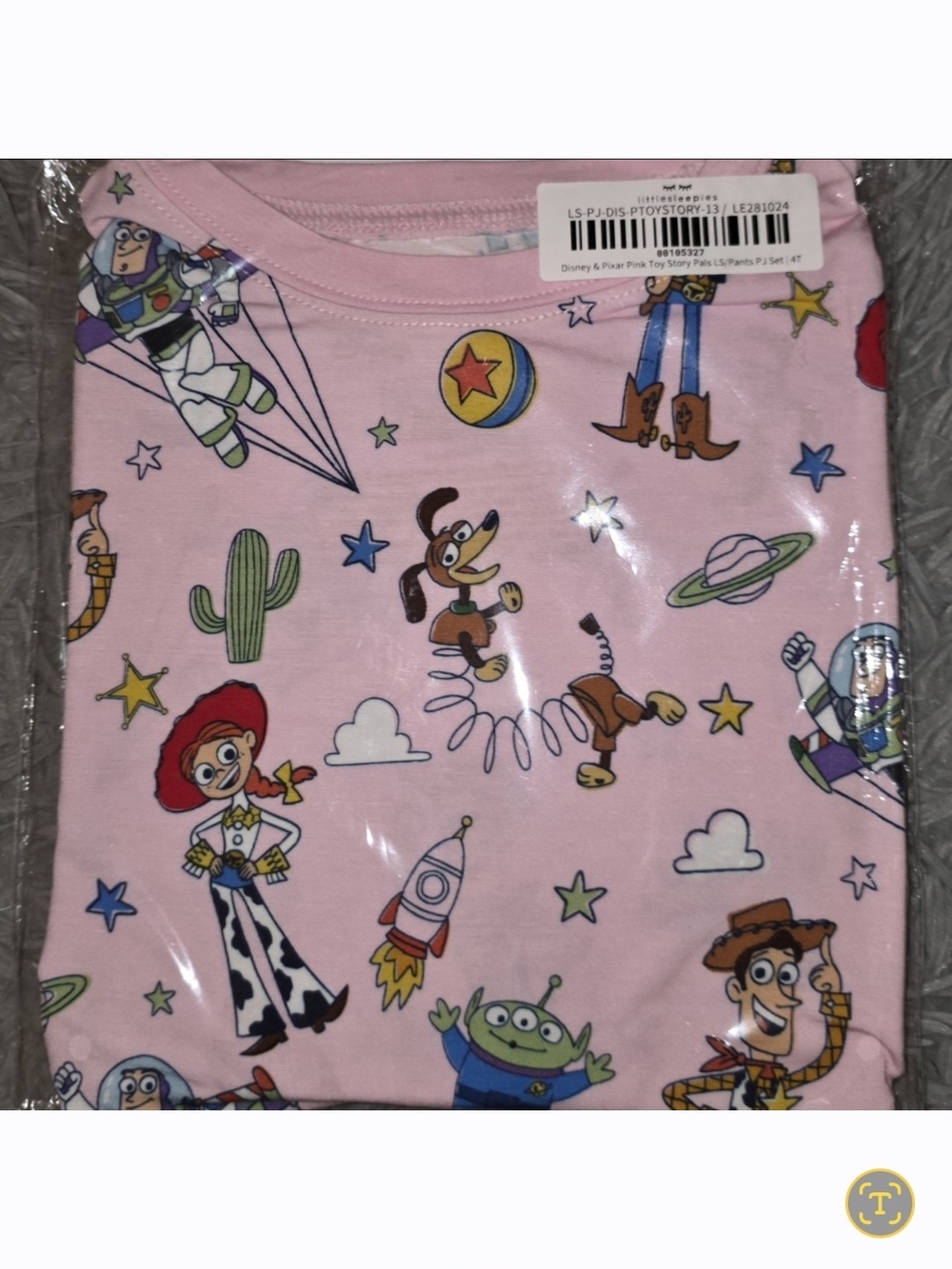 Little Sleepies Disney & Pixar Pink Toy Story Long Sleeve Pajama Set 4T NIB